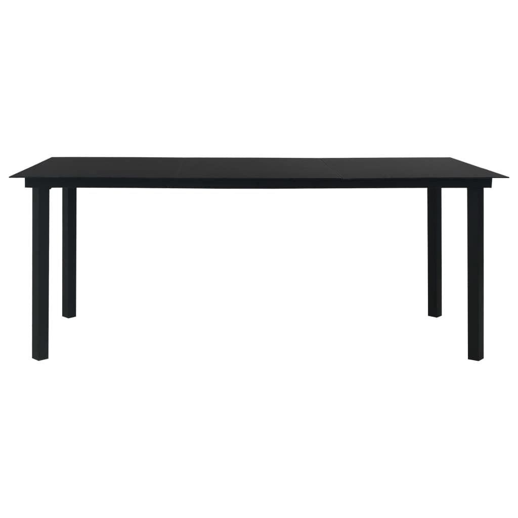 Dining Set Black Poly rattan, powder-coated steel, glass