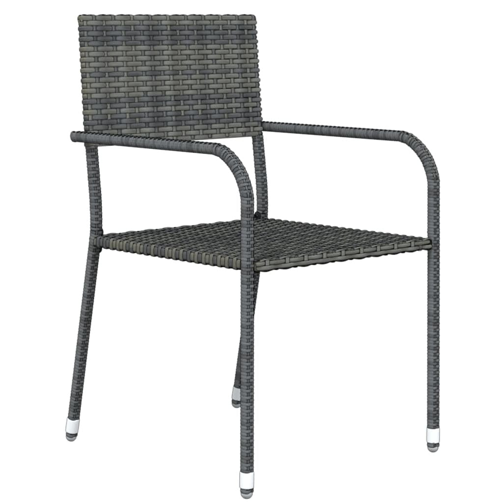Garden Dining Set Grey, Black PE rattan, Steel, Glass 5 Piece Set
