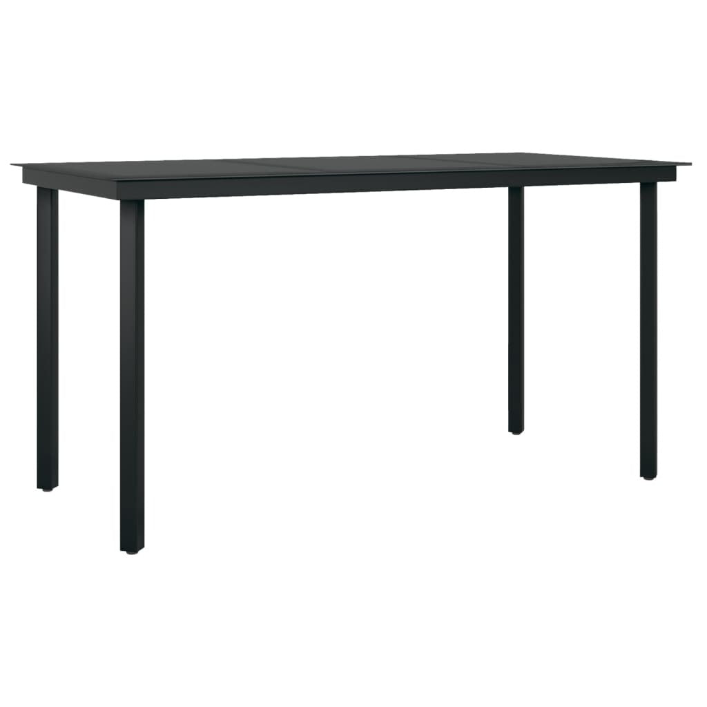 Garden Dining Set Grey, Black PE rattan, Steel, Glass 5 Piece Set