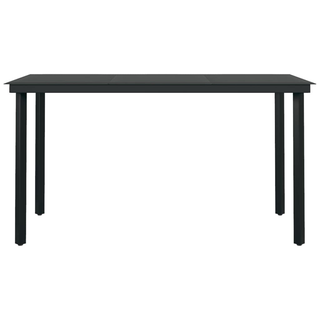 Garden Dining Set Grey, Black PE rattan, Steel, Glass 5 Piece Set
