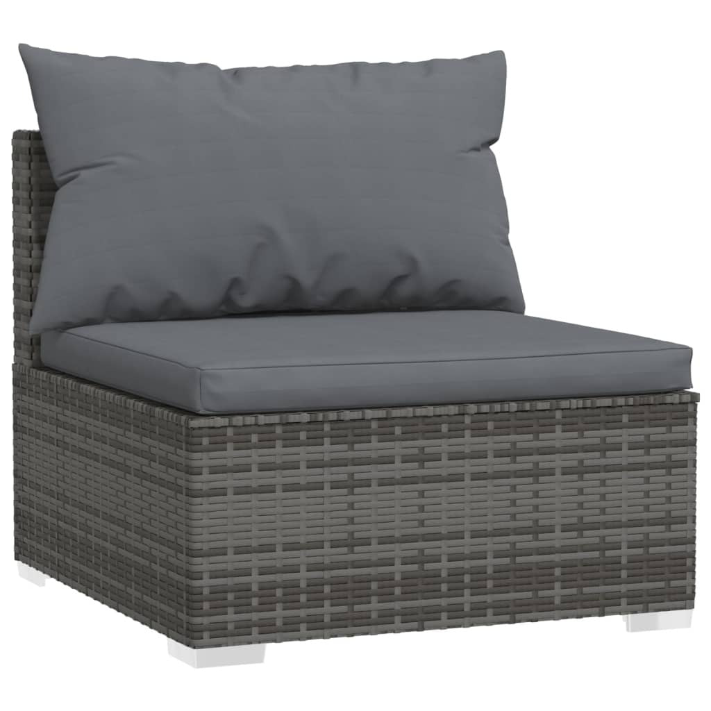 Garden Lounge Set Grey PE rattan, powder-coated steel, plastic, glass