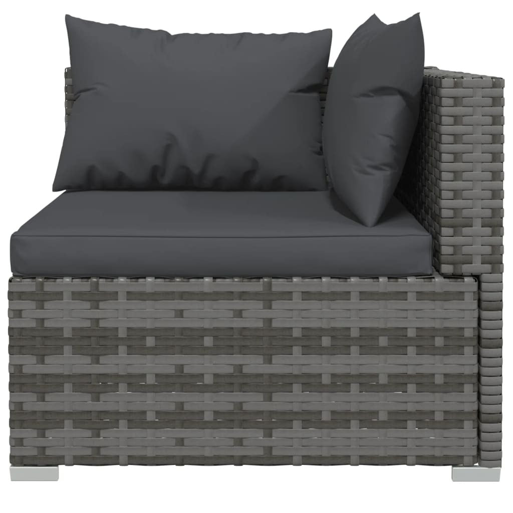 Garden Lounge Set Grey PE rattan, powder-coated steel, plastic, glass