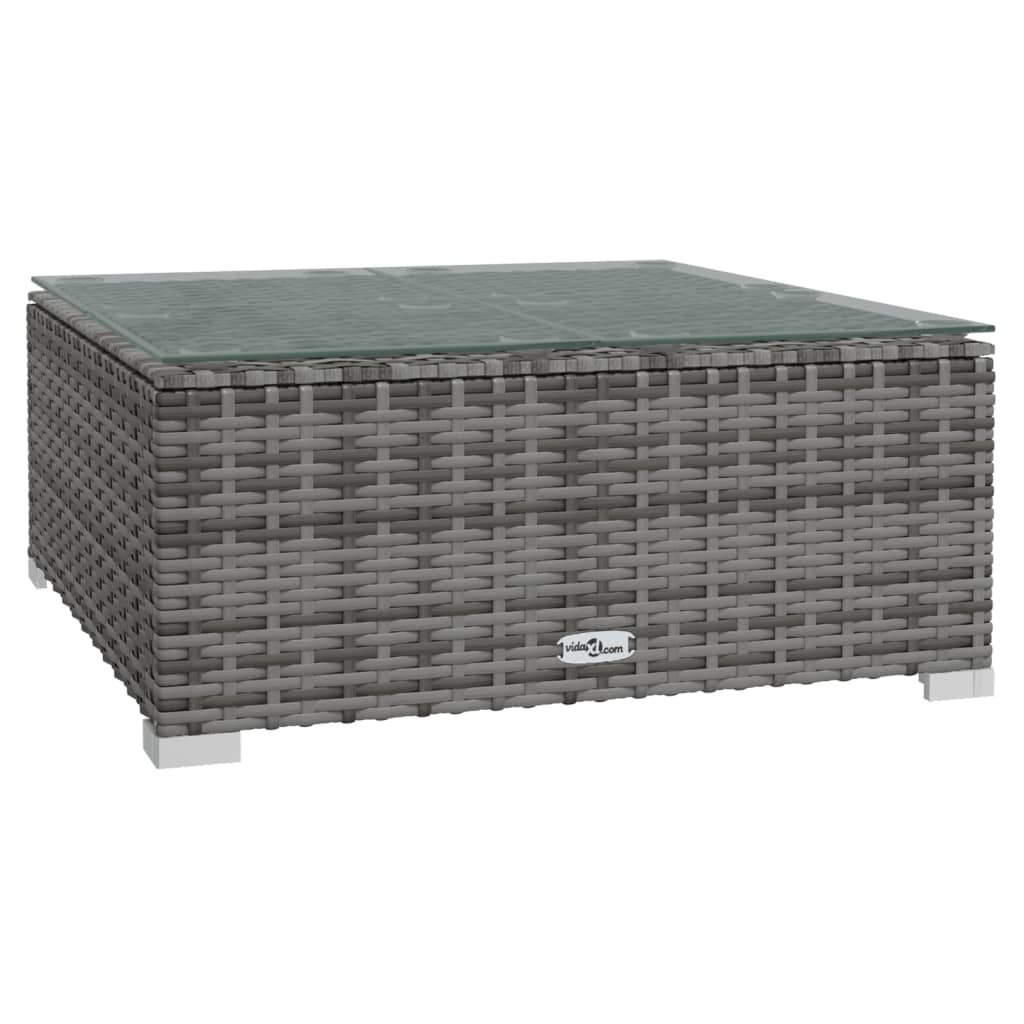 Garden Lounge Set Grey PE rattan, powder-coated steel, plastic, glass