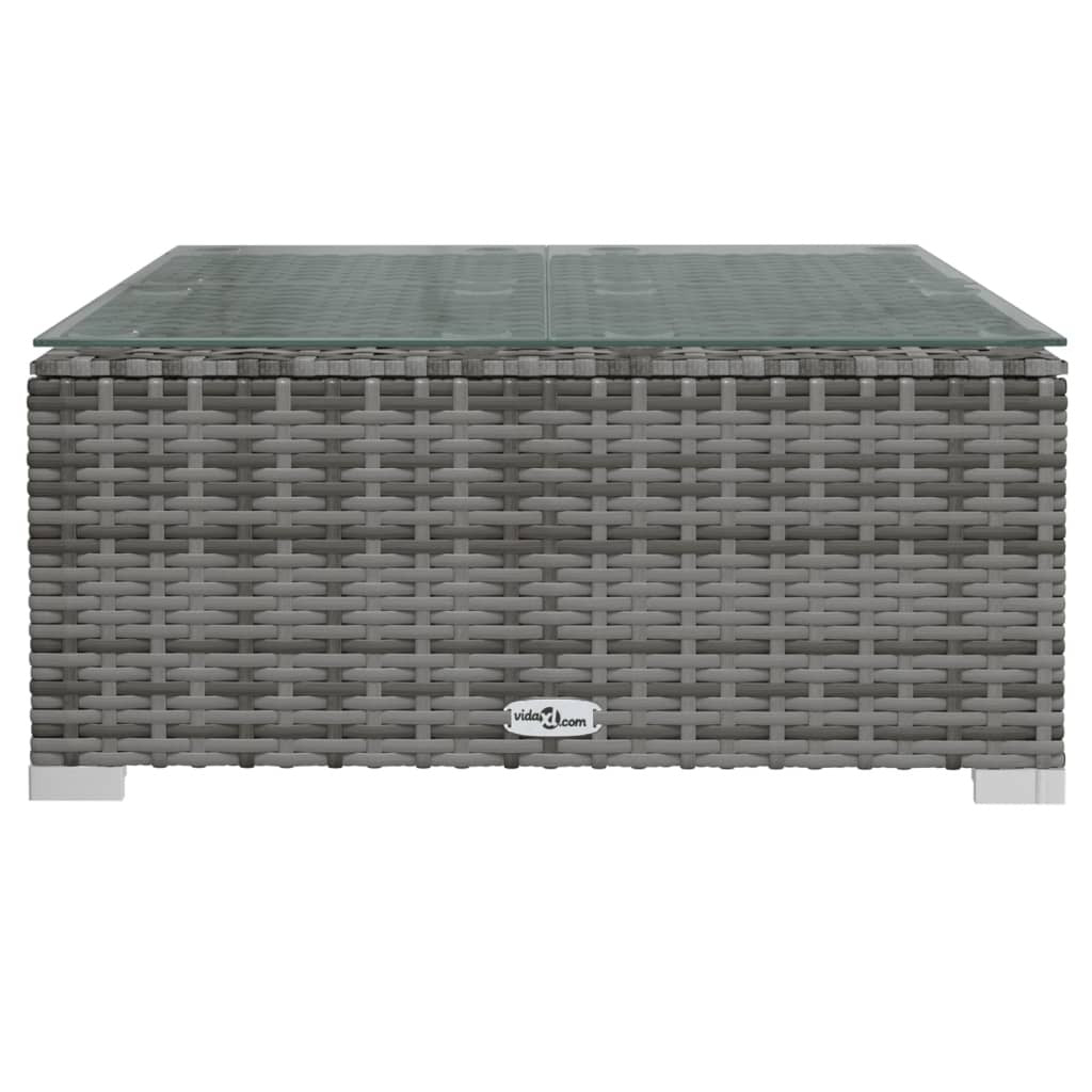 Garden Lounge Set Grey PE rattan, powder-coated steel, plastic, glass