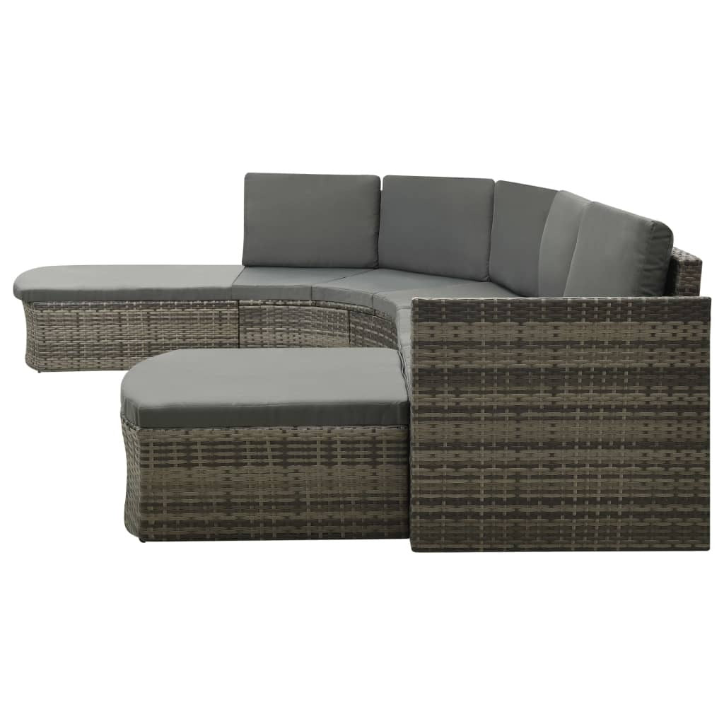 Patio Sofa Set of 4 Gray PE rattan Large Waterproof materials