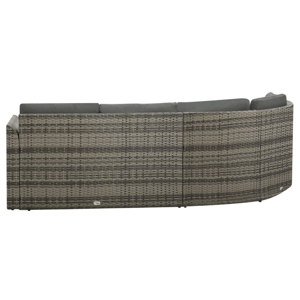 Patio Sofa Set of 4 Gray PE rattan Large Waterproof materials
