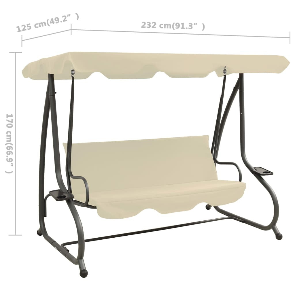 Swing Bench Sand white PVC-coated fabric, powder-coated steel Large