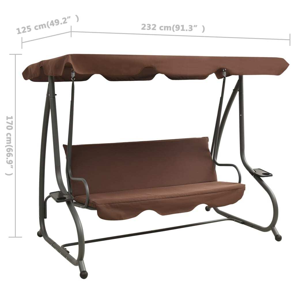 Swing Bench Coffee PVC-coated fabric, powder-coated steel