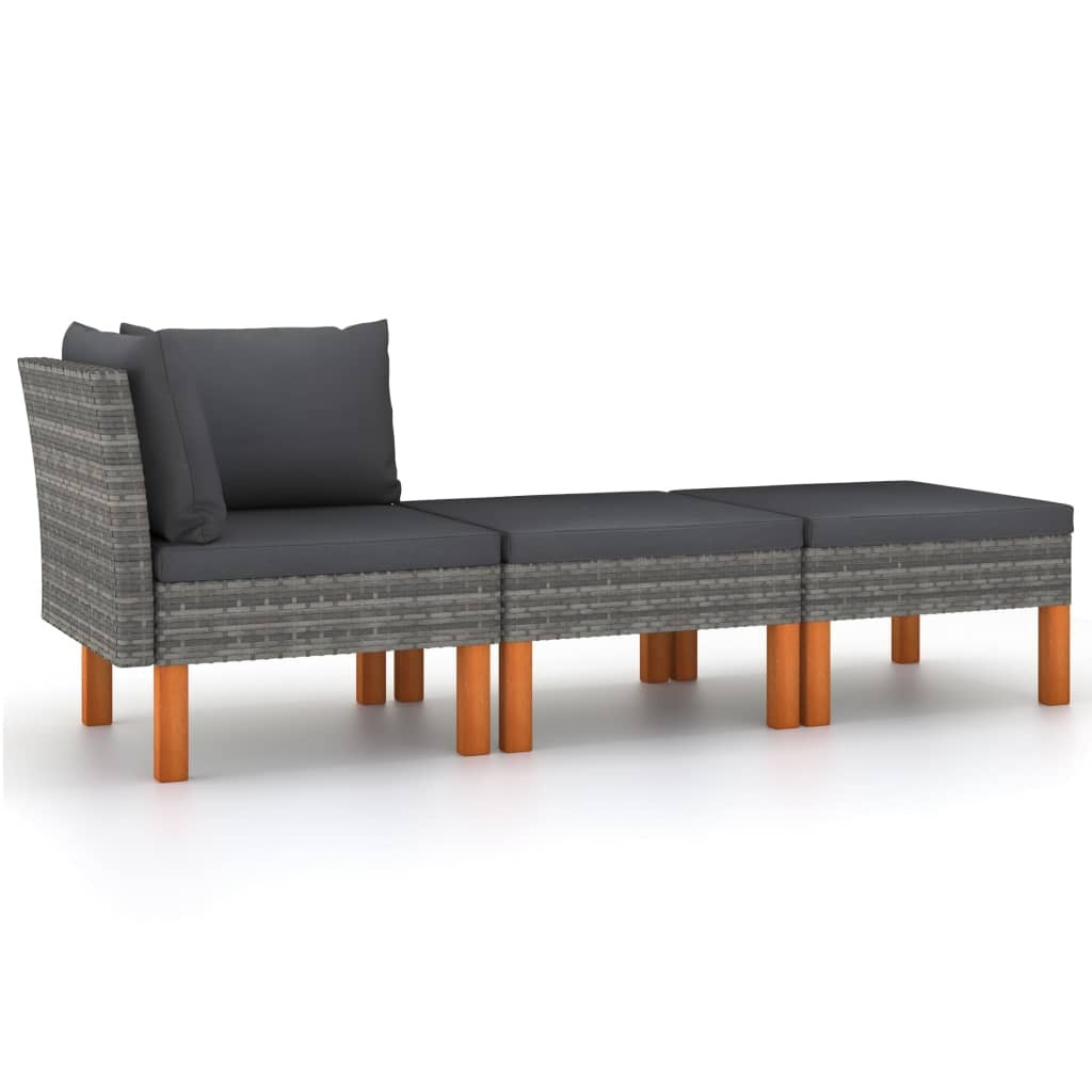 Garden Lounge Set Grey PE rattan Compact Removable Covers