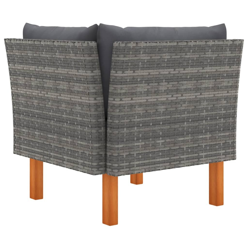 Garden Lounge Set Grey PE rattan Compact Removable Covers