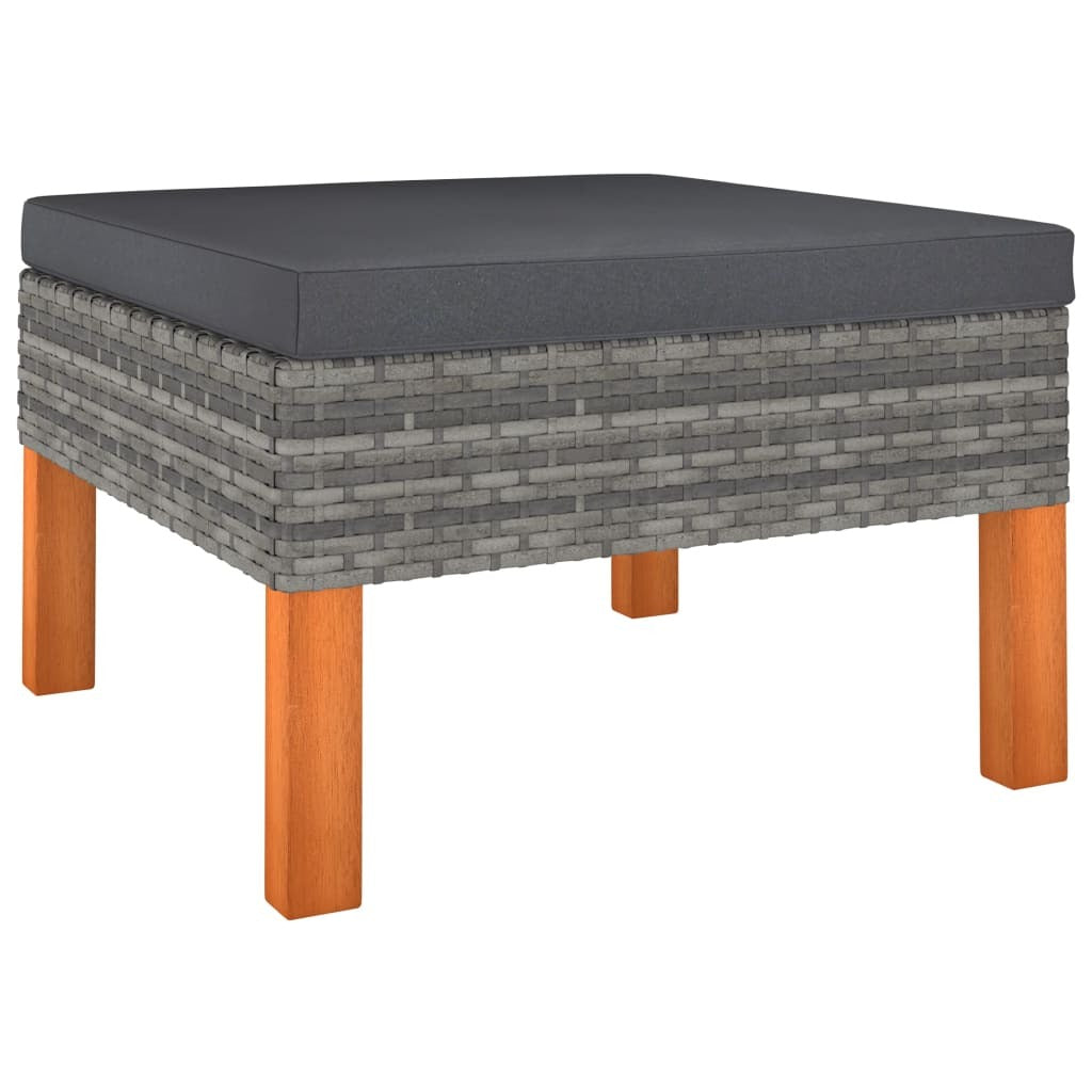 Garden Lounge Set Grey PE rattan Compact Removable Covers