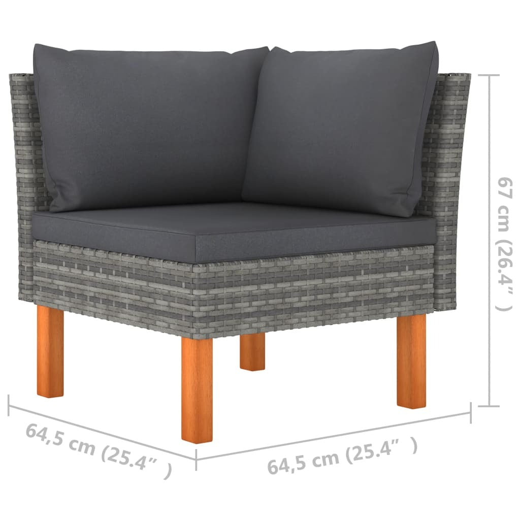 Garden Lounge Set Grey PE rattan Compact Removable Covers
