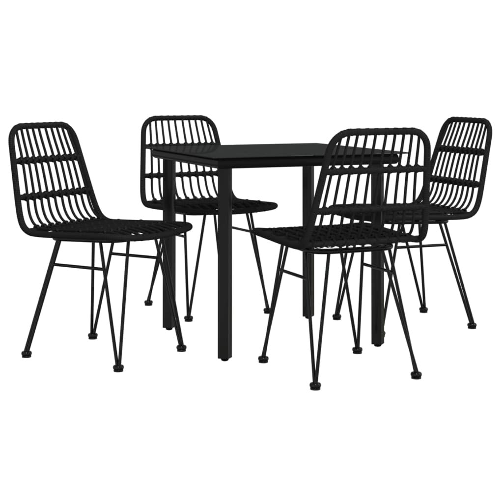 Garden Dining Set Black Poly Rattan Medium Durable