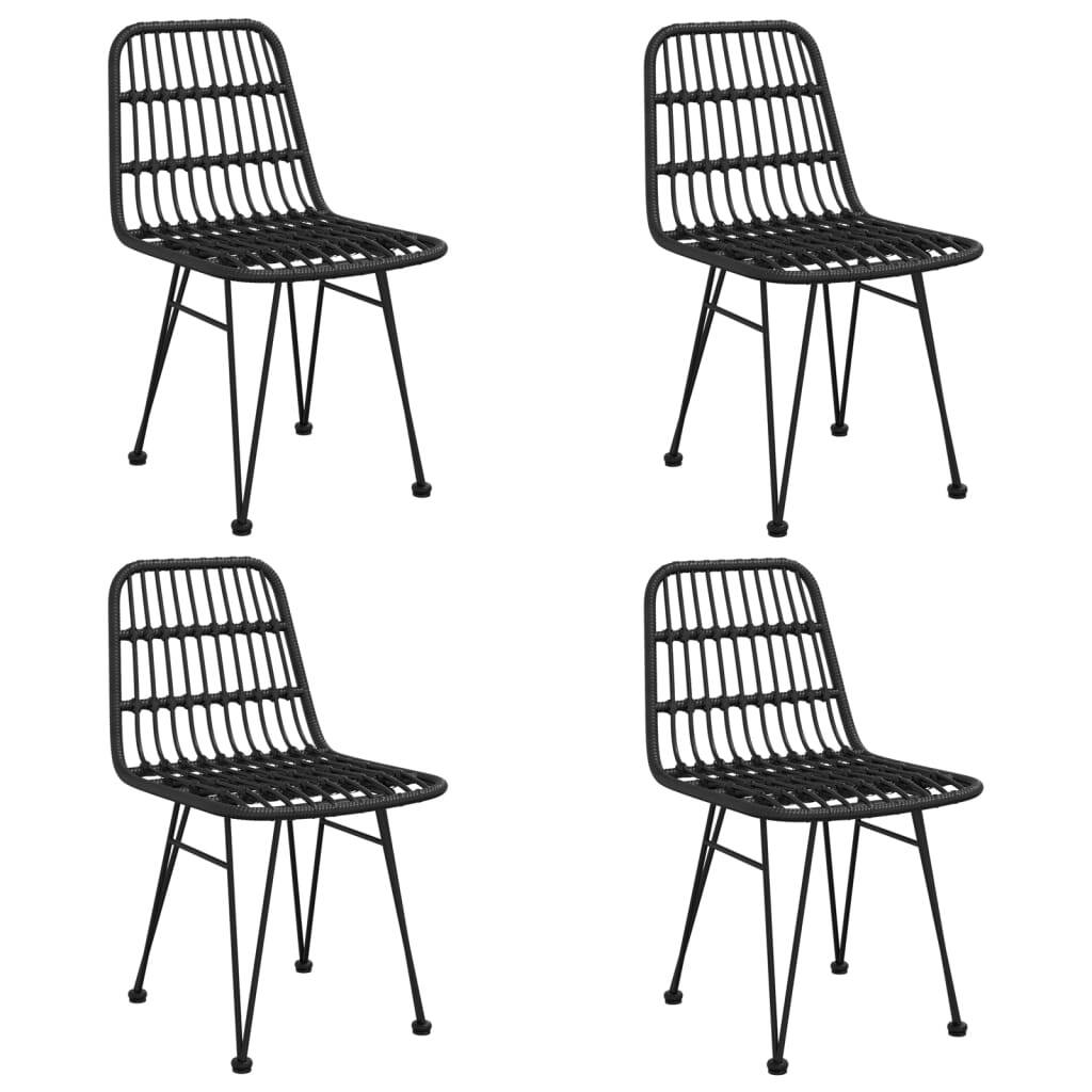 Garden Dining Set Black Poly Rattan Medium Durable