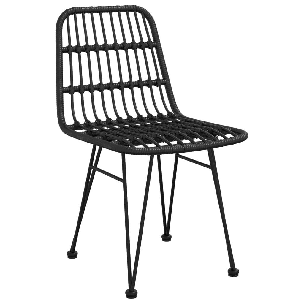 Garden Dining Set Black Poly Rattan Medium Durable