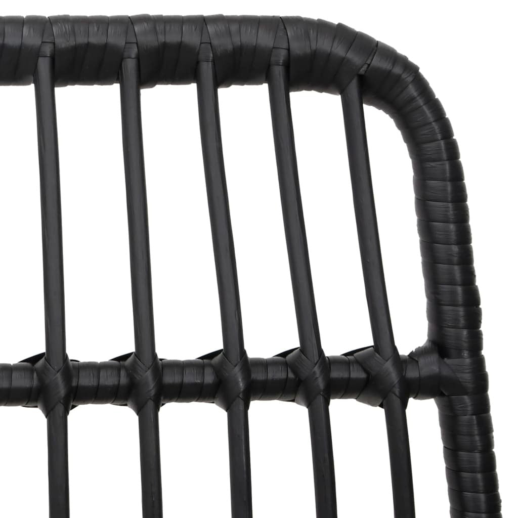 Garden Dining Set Black Poly Rattan Medium Durable