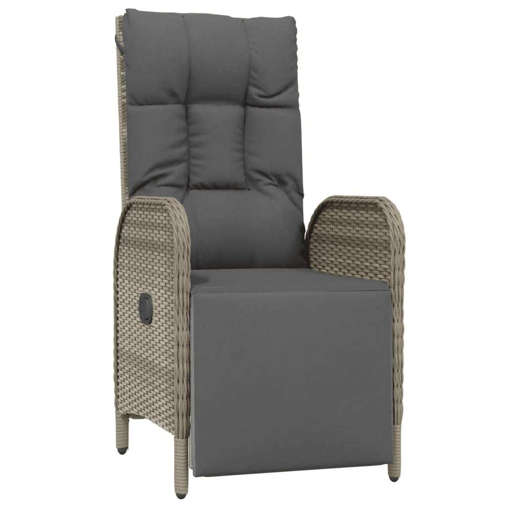Garden Dining Set Gray PE Rattan, Powder-Coated Steel, Tempered Glass
