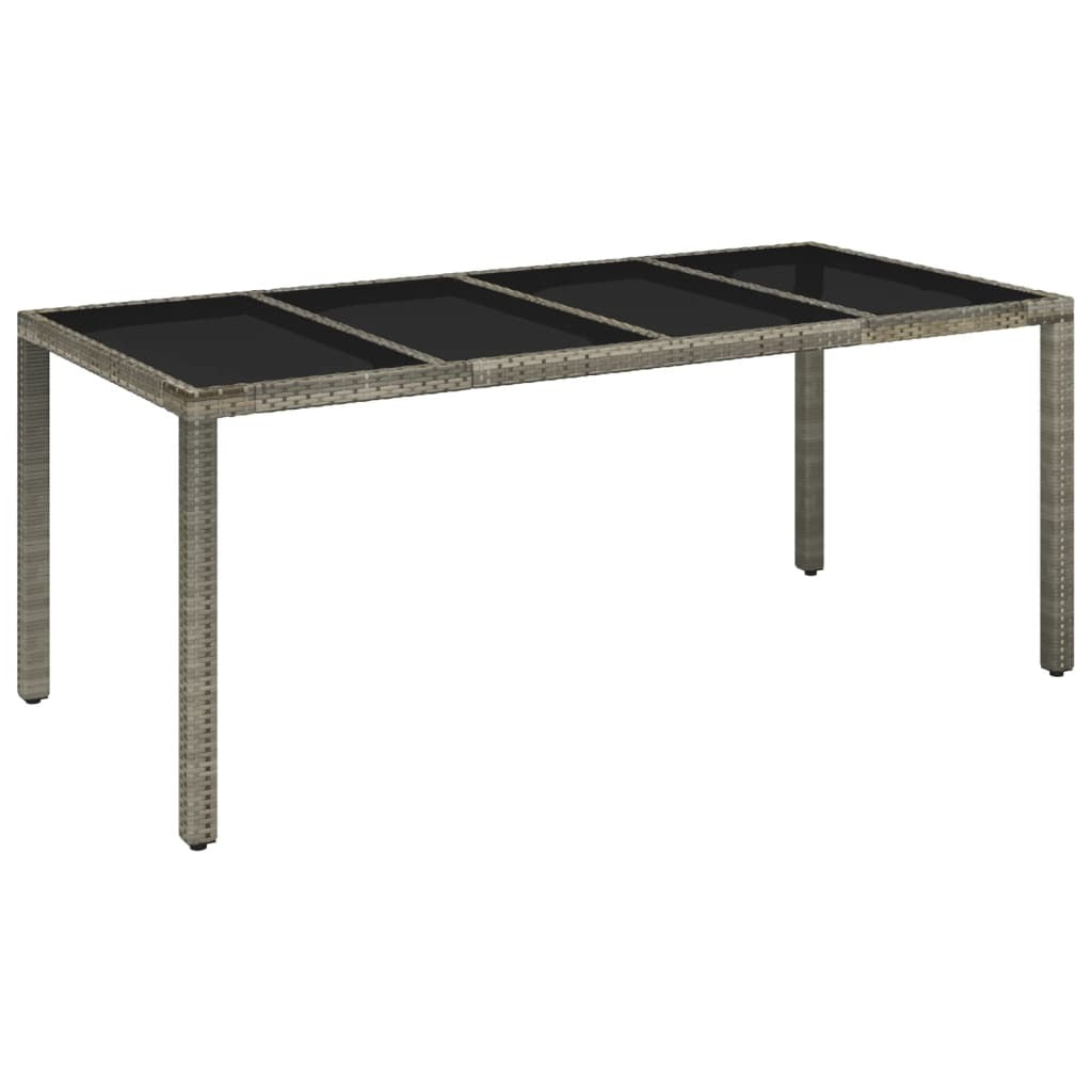 Garden Dining Set Gray PE Rattan, Powder-Coated Steel, Tempered Glass