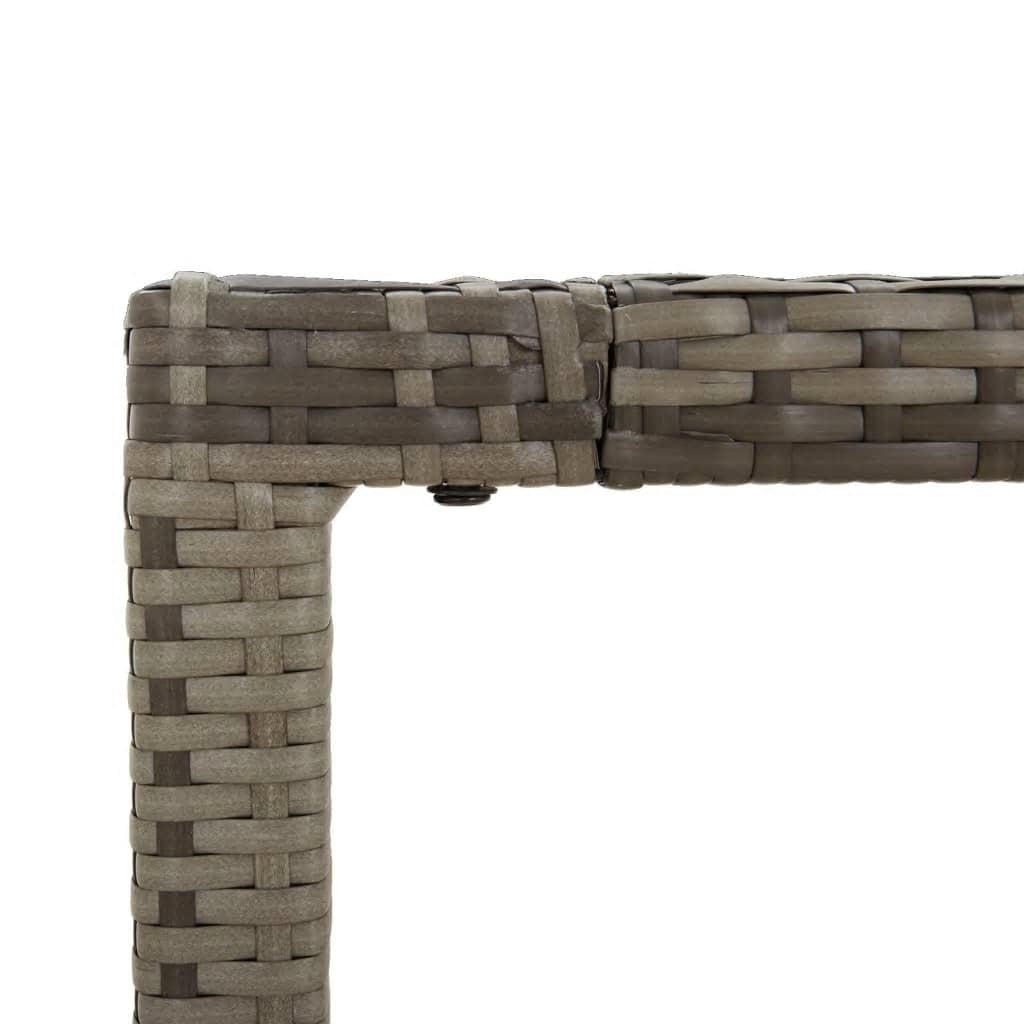 Garden Dining Set Gray PE Rattan, Powder-Coated Steel, Tempered Glass