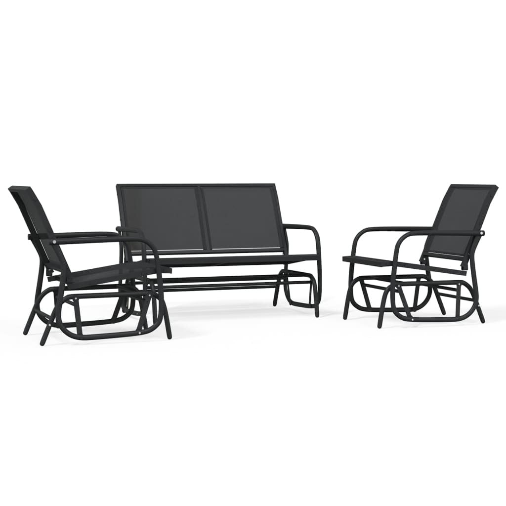 Garden Lounge Set Set of 3 Black Steel, Textilene Standard