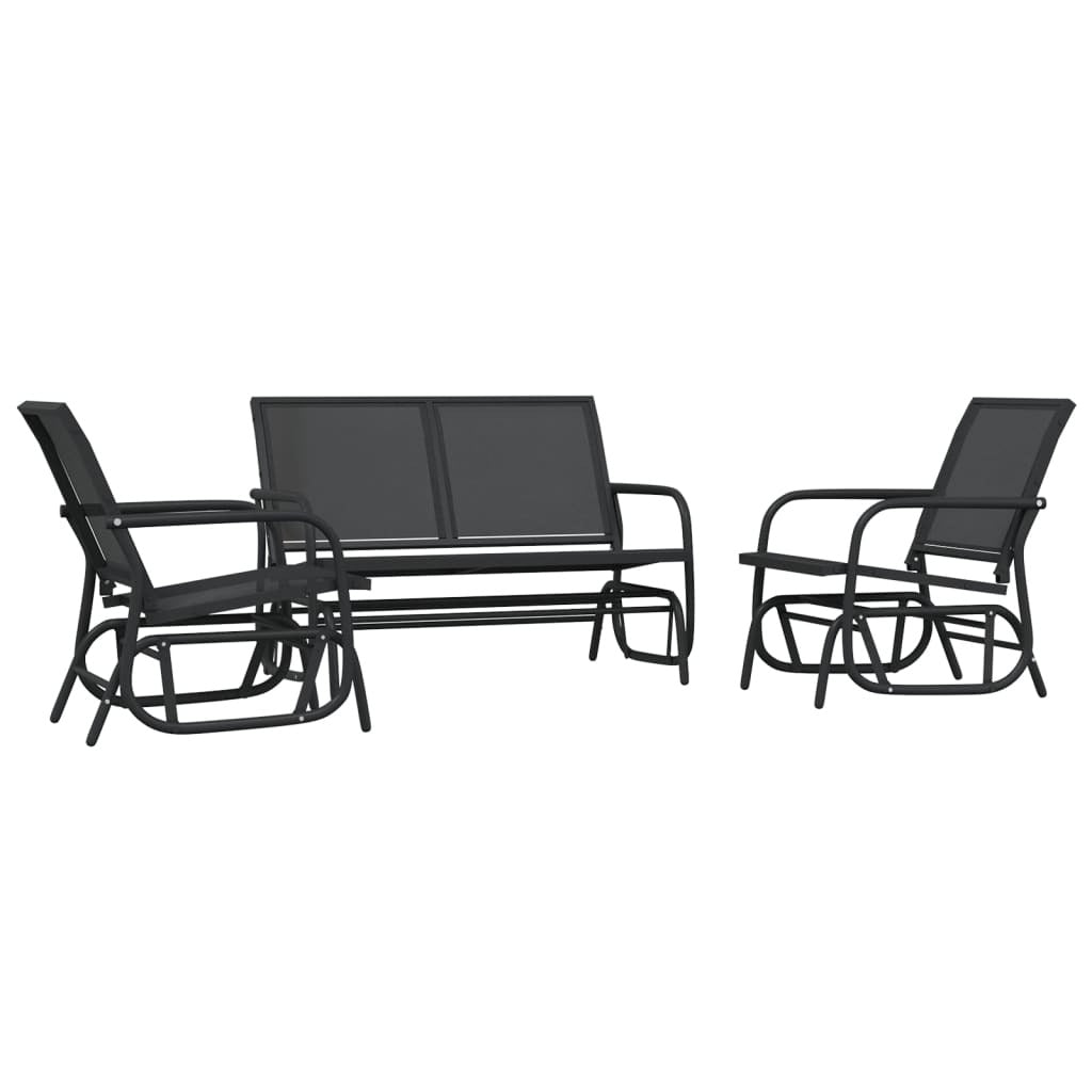 Garden Lounge Set Set of 3 Black Steel, Textilene Standard