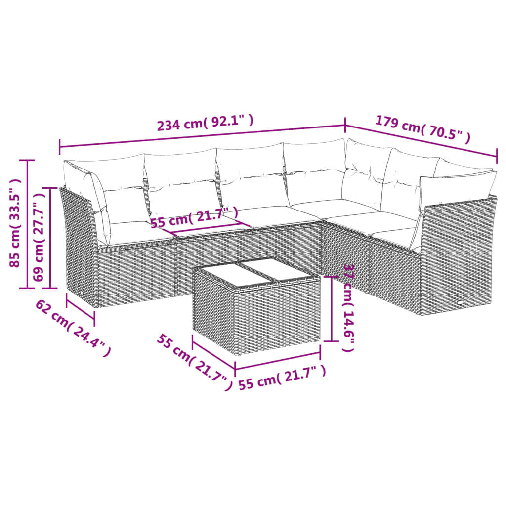 Garden Sofa Set Grey PE rattan Large Modular Garden Sofa Set