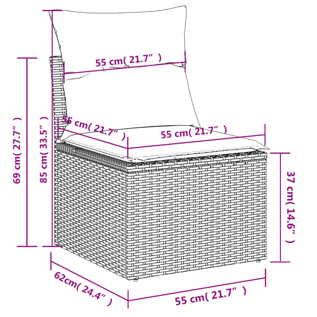 Garden Sofa Set Grey PE rattan Large Modular Garden Sofa Set