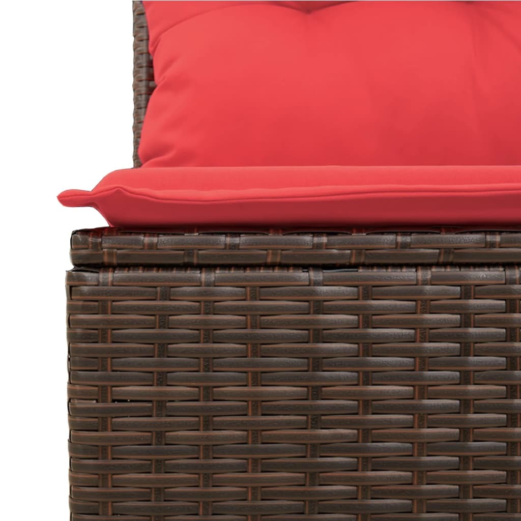 10 Piece Garden Sofa Set with Cushions Brown Poly Rattan