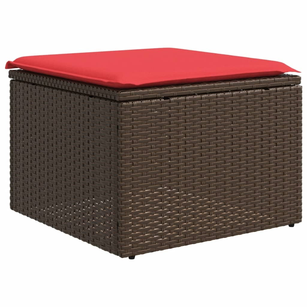 10 Piece Garden Sofa Set with Cushions Brown Poly Rattan