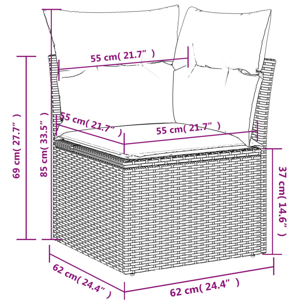 10 Piece Garden Sofa Set with Cushions Brown Poly Rattan