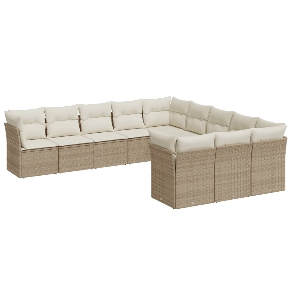 Garden Sofa Set Beige PE rattan Large Modular Garden Sofa Set