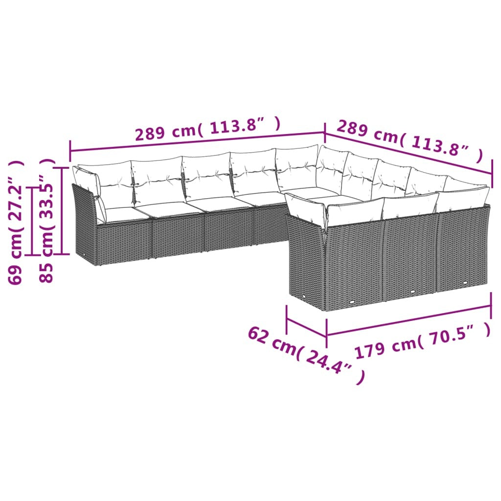 Garden Sofa Set Beige PE rattan Large Modular Garden Sofa Set