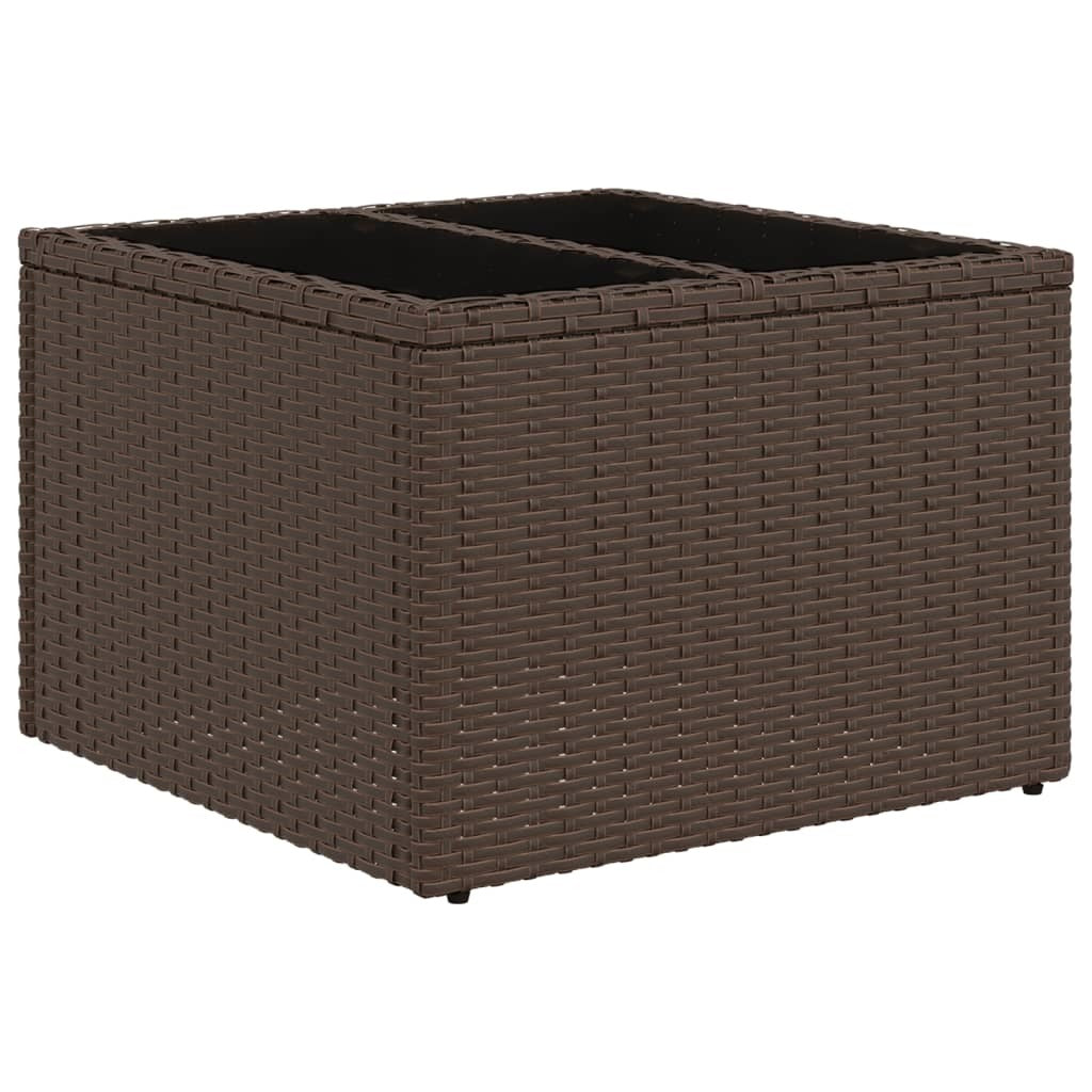 Garden Sofa Set Brown PE rattan, powder-coated steel, tempered glass