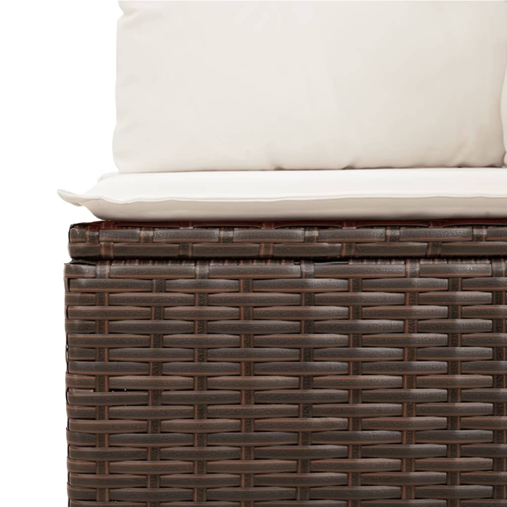 Garden Sofa Set Brown PE rattan, powder-coated steel, tempered glass