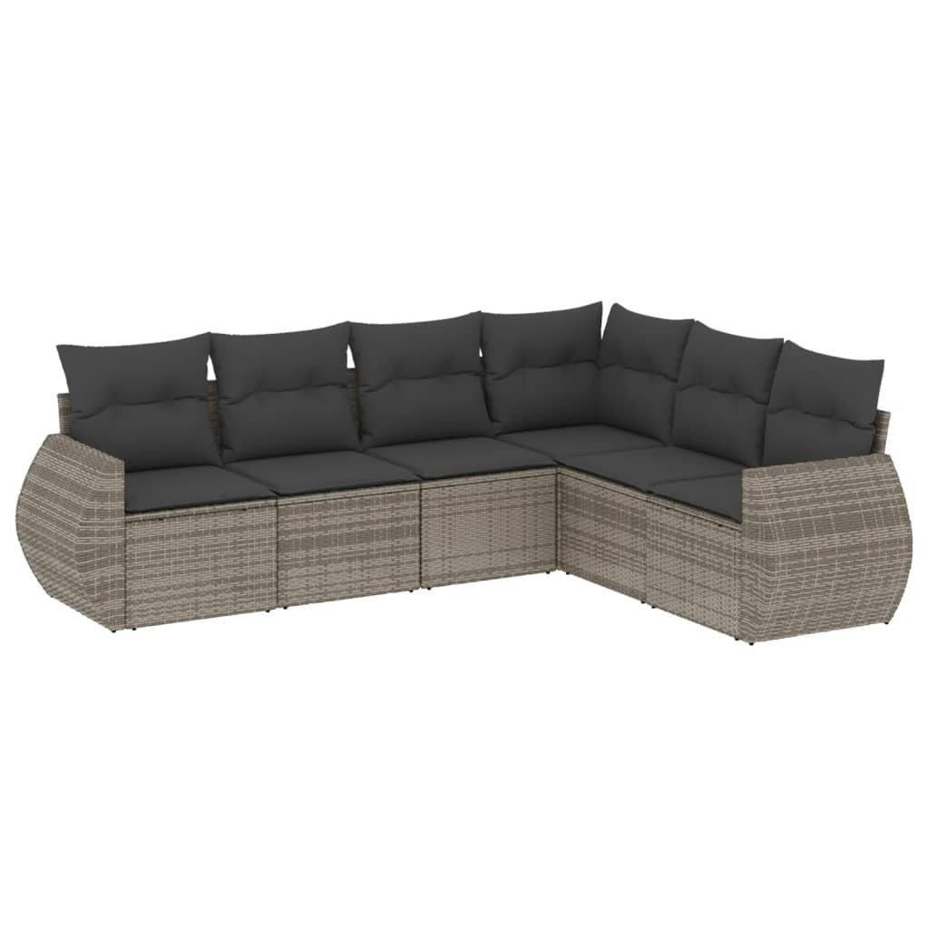 Garden Sofa Set Grey PE Rattan, Powder-Coated Steel Large Modular