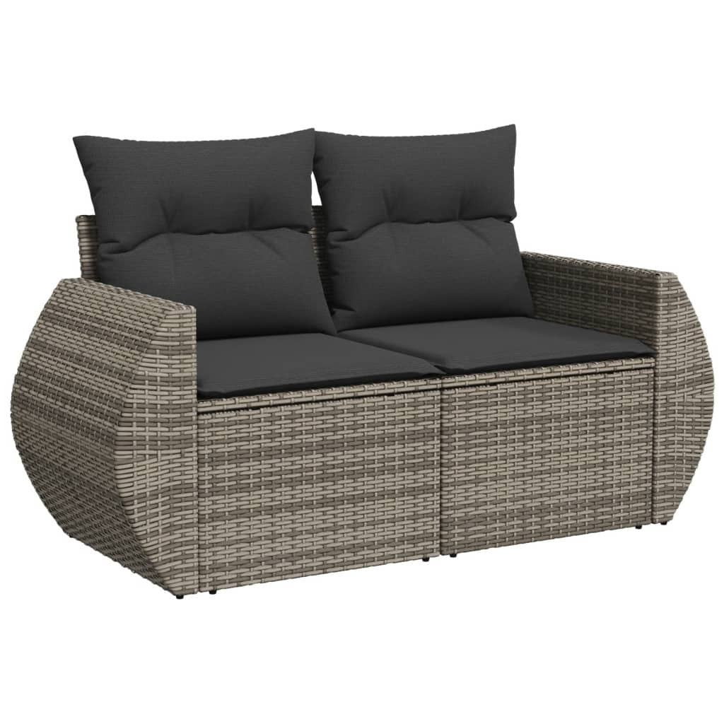 Garden Sofa Set Grey PE Rattan, Powder-Coated Steel Large Modular