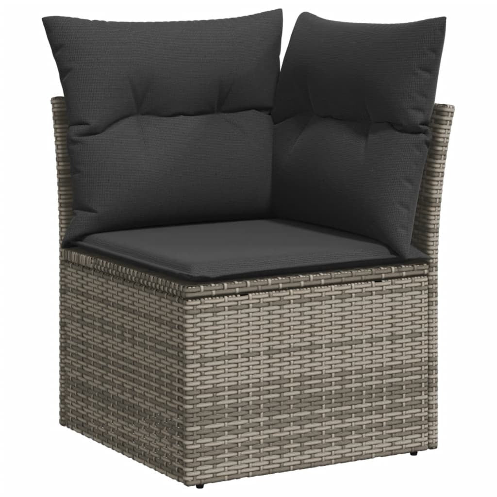 Garden Sofa Set Grey PE Rattan, Powder-Coated Steel Large Modular