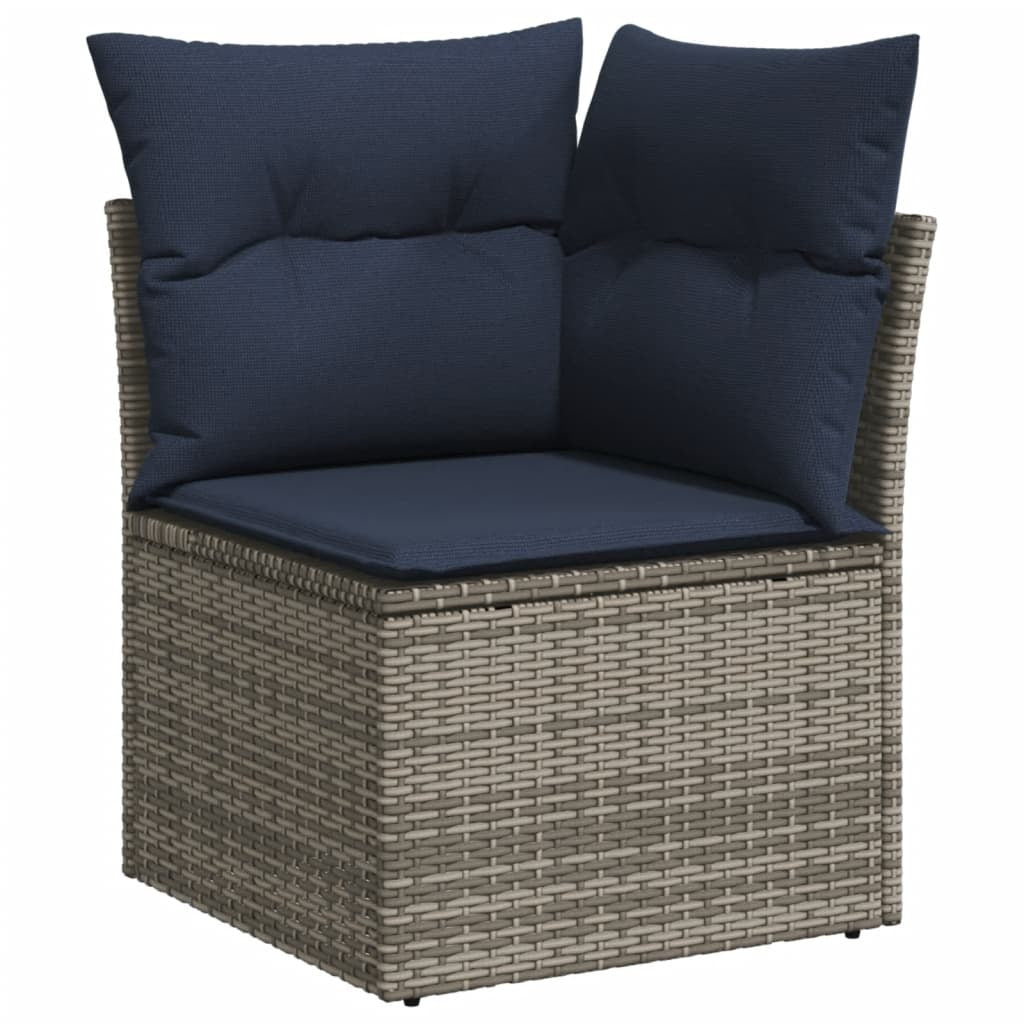 6 Piece Garden Sofa Set with Cushions Grey Poly Rattan
