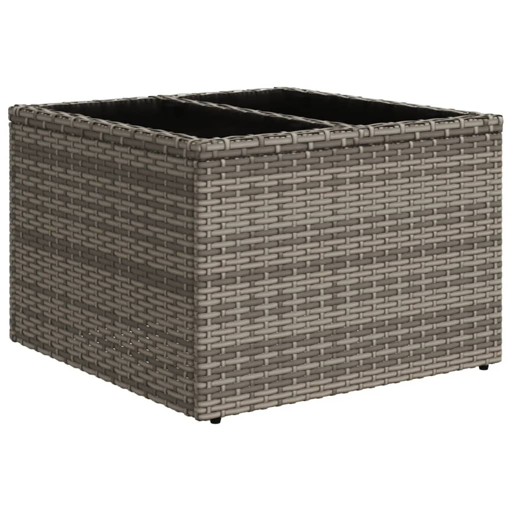 Outdoor Sofa Set Grey PE Rattan, Powder-Coated Steel, Tempered Glass