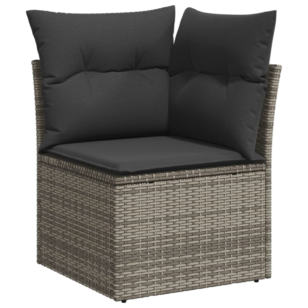 Outdoor Sofa Set Grey PE Rattan, Powder-Coated Steel, Tempered Glass