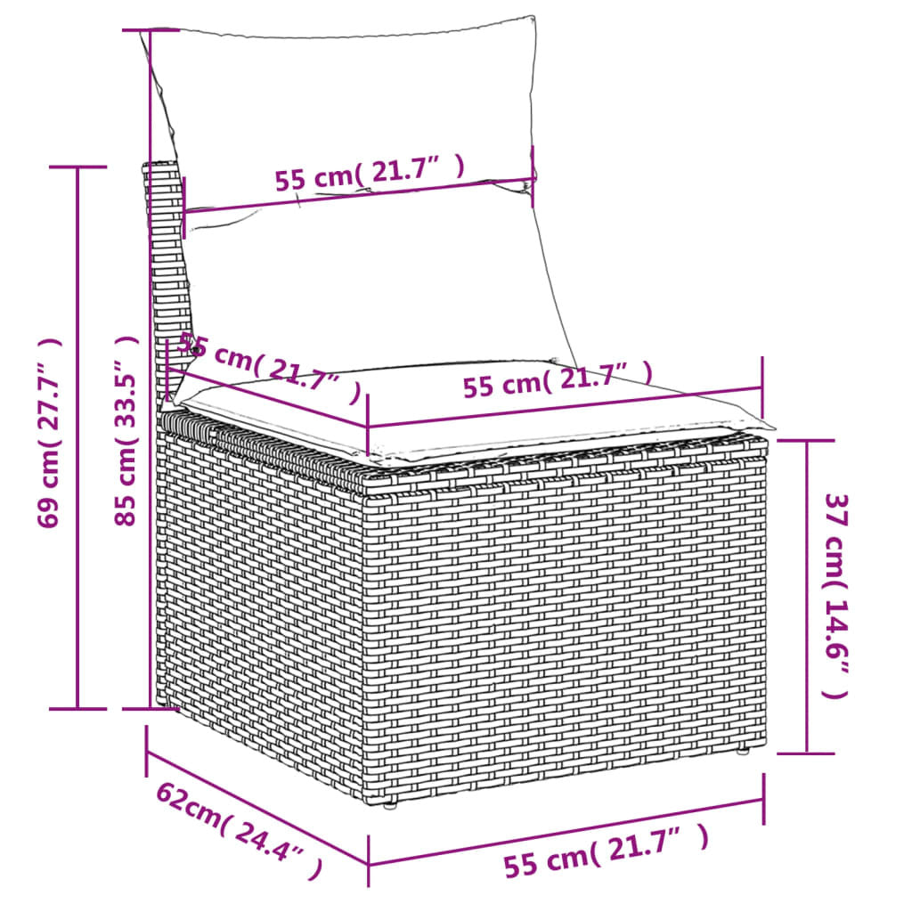 Garden Sofa Set Black and Cream White PE Rattan Standard Modular