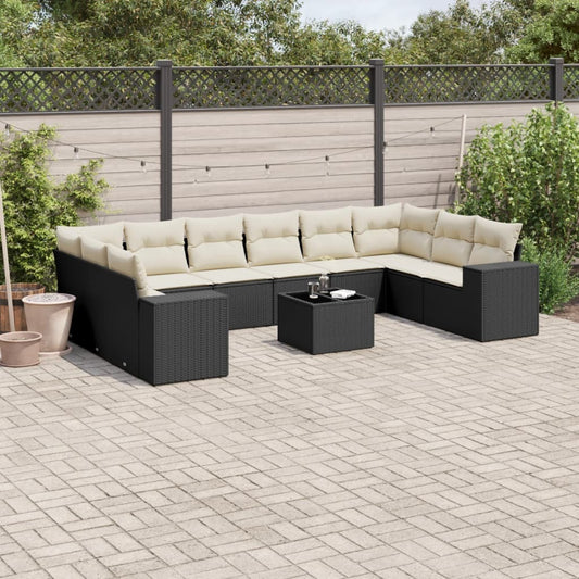 Garden Sofa Set Black PE Rattan Large Modular Garden Sofa Set