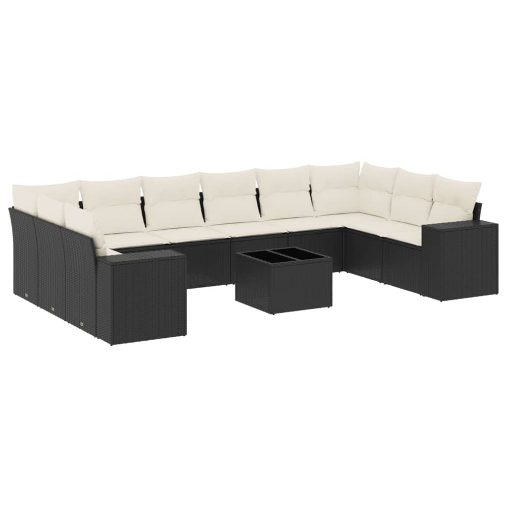 Garden Sofa Set Black PE Rattan Large Modular Garden Sofa Set