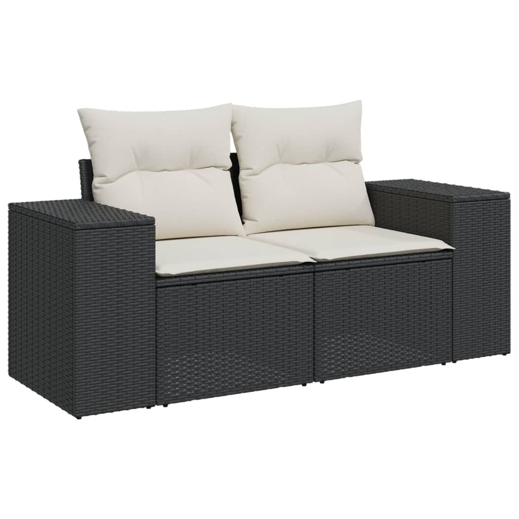 Garden Sofa Set Black PE Rattan Large Modular Garden Sofa Set