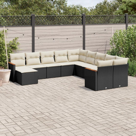 Garden Sofa Set Black PE Rattan Large Modular Garden Sofa Set