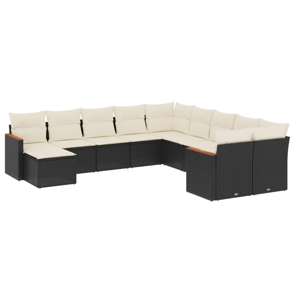 Garden Sofa Set Black PE Rattan Large Modular Garden Sofa Set