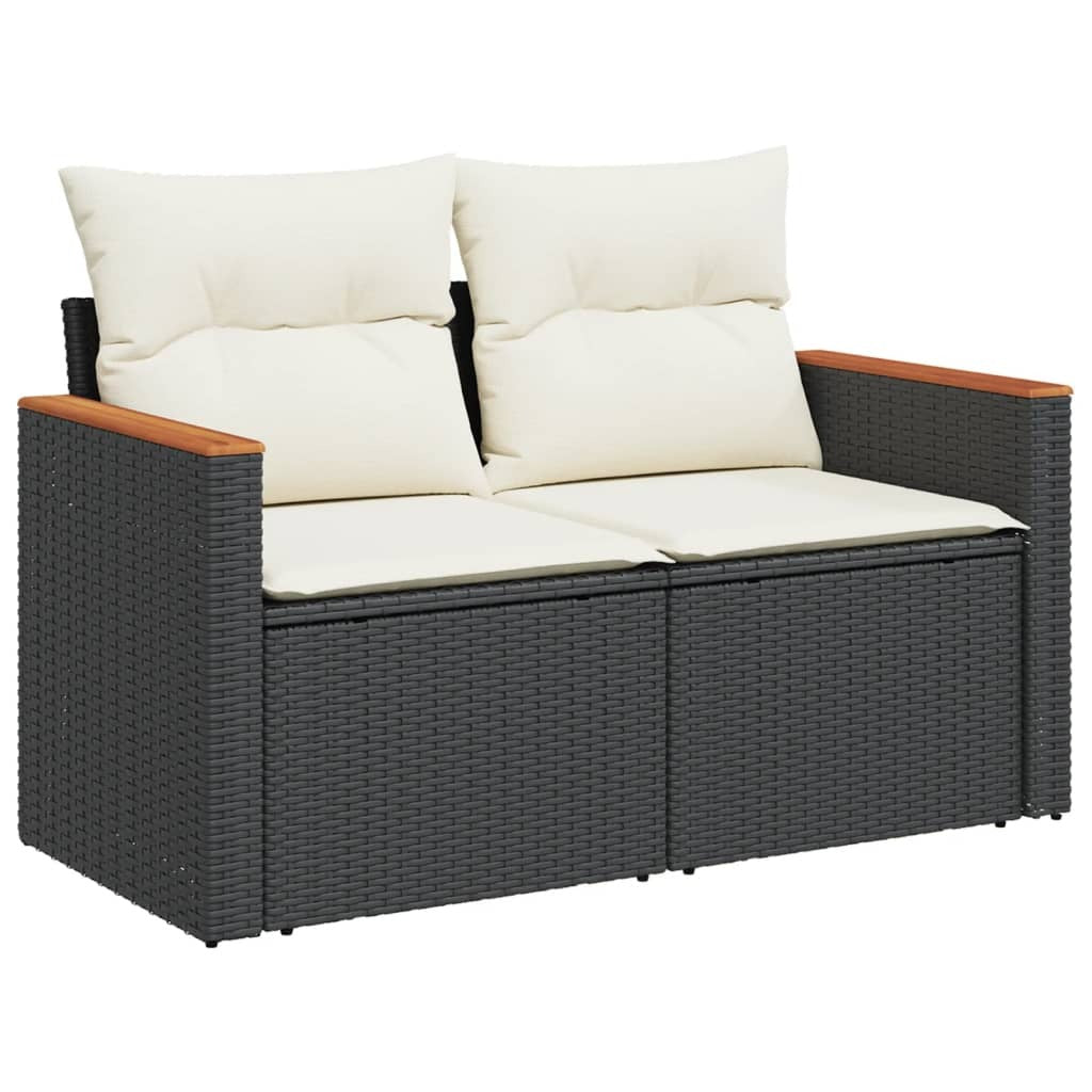 Garden Sofa Set Black PE Rattan Large Modular Garden Sofa Set
