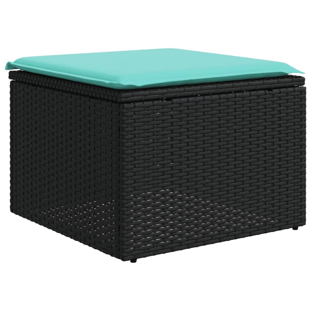 Patio Sofa Set Black Poly Rattan, Powder-Coated Steel, Polyester