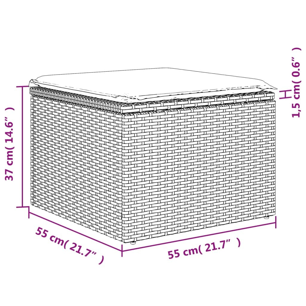 Patio Sofa Set Black Poly Rattan, Powder-Coated Steel, Polyester