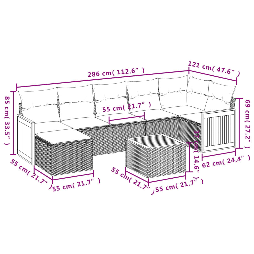 Garden Sofa Set Beige PE rattan Modular Garden Sofa Set